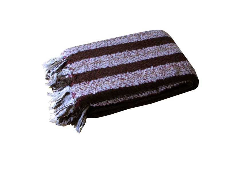 Liam Acrylic Knitted Throw Rug with Fringe No8
