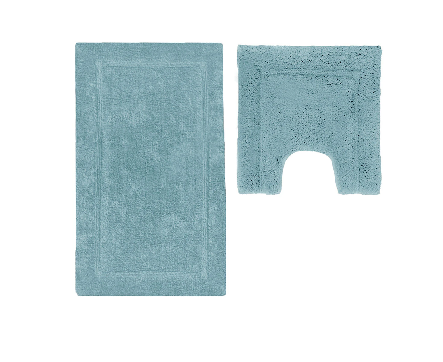 2200GSM 2 Pce Axel 100% Cotton Bath Mat Set - Duckegg Blue