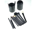 12 Piece Professional Makeup Brush Set Soft Bristle Carry Case Black