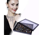 (Black) - ZLY Jewellery Rings Display Tray Velvet 100 Slot Case Box Jewellery Storage Box