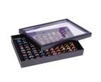(Black) - ZLY Jewellery Rings Display Tray Velvet 100 Slot Case Box Jewellery Storage Box
