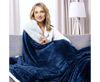 (130cm  x 150cm , Navy Blue and White Sherpa) - Sherpa Blanket Fleece Throw – 50x60, Navy Blue – Soft, Plush, Fluffy, Warm, Cosy – Perfect for Bed, Sofa, C