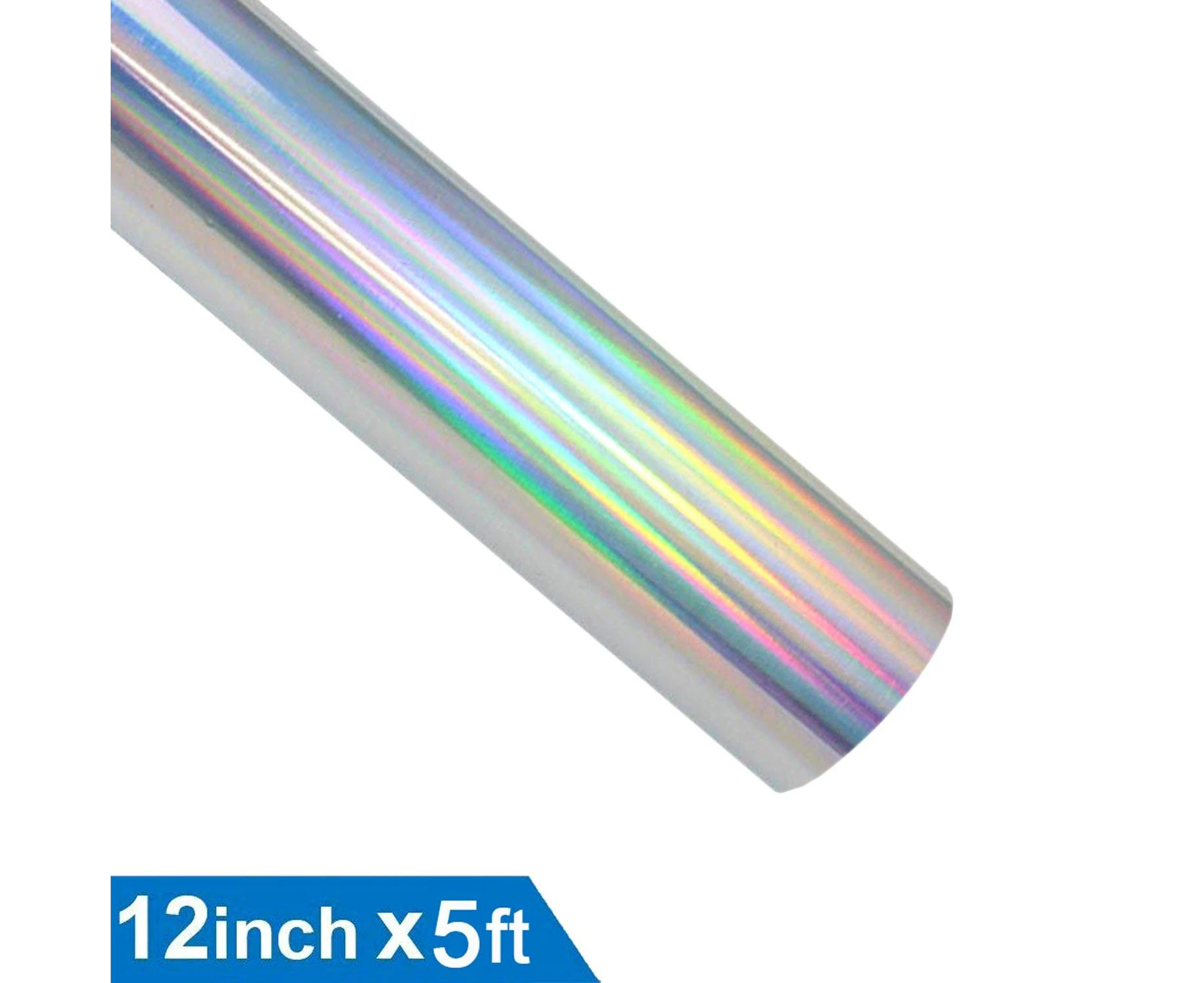 (Holographic Silver) - Holographic Heat Transfer Vinyl Roll 30cm x 1.5m Iron on Vinyl HTV for DIY T-Shirts Or Fabrics (Holographic Silver)