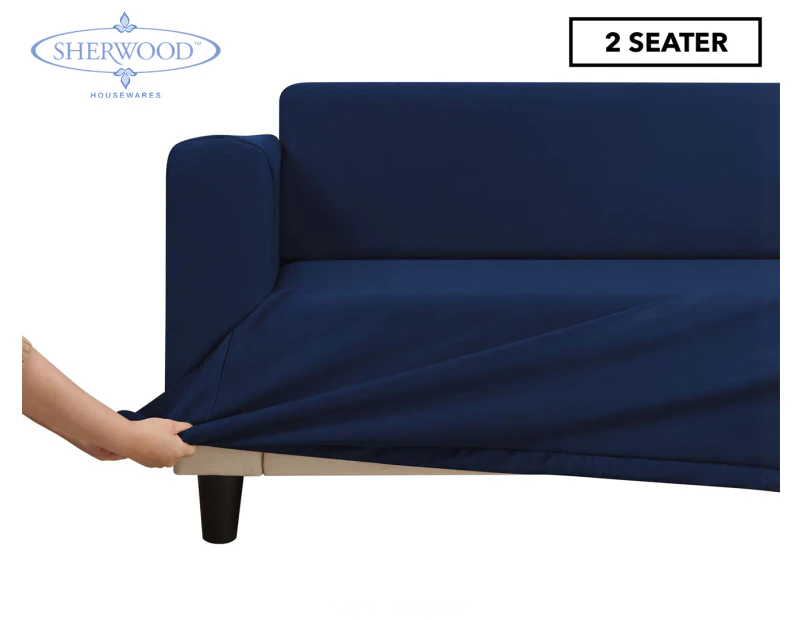Sherwood 2-Seater Suede Sofa Cover - Dark Blue