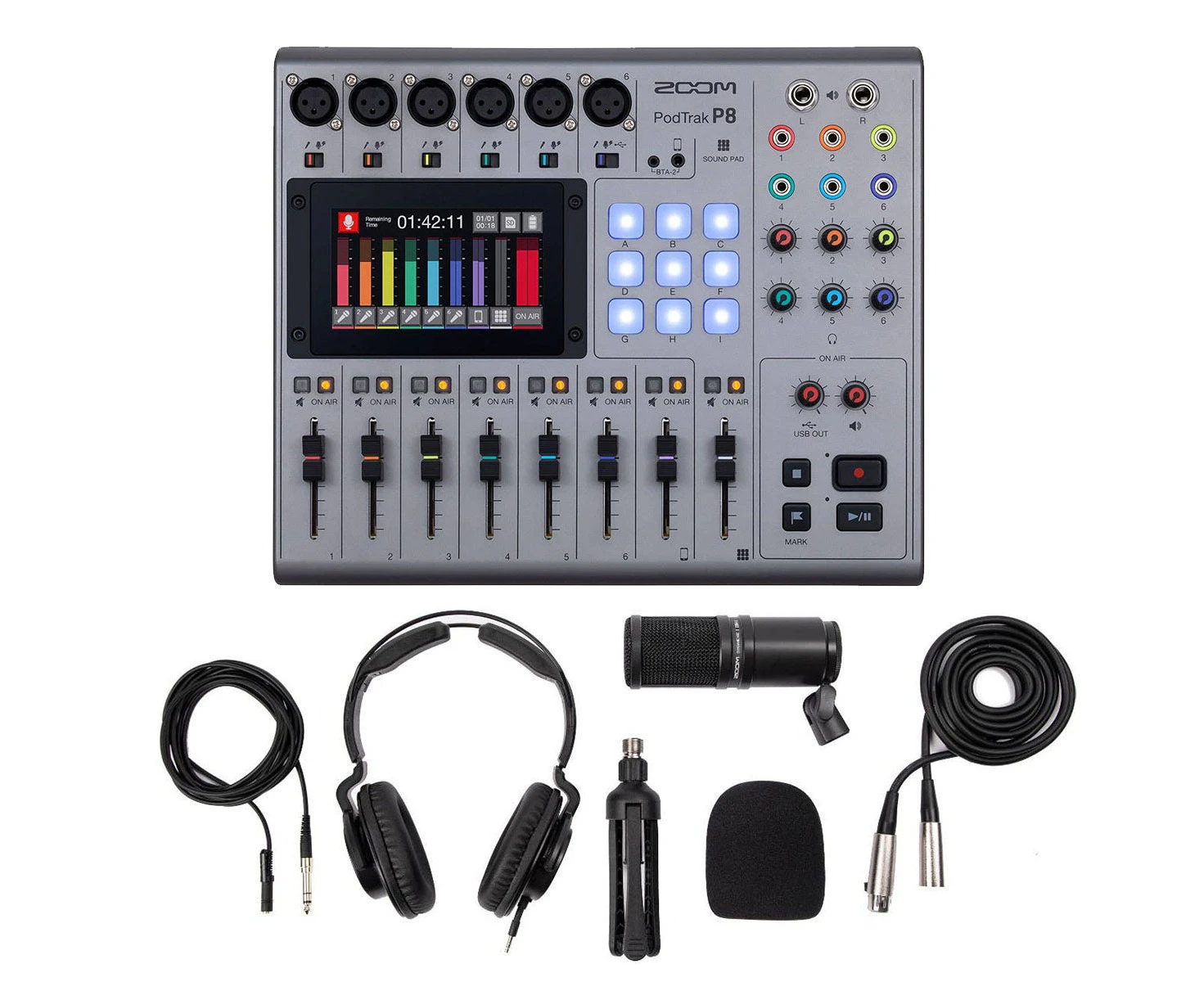 Zoom PodTrak P8 Portable Podcast Microphone Kit with ZDM-1