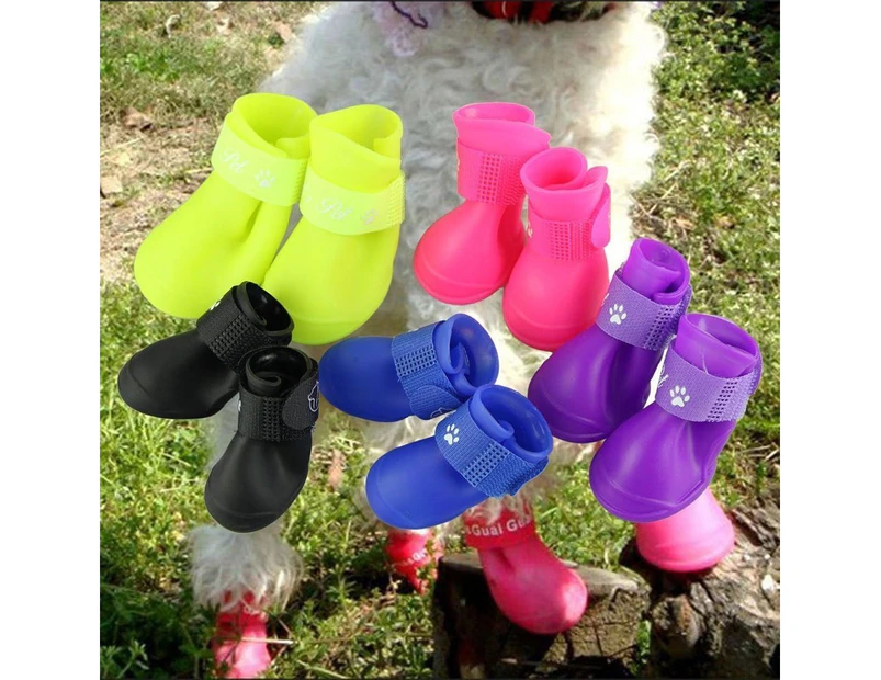 (4# (7.0cm x 5.5cm / 2.75" x 2.16"), Blue) - Pesp Cute Little Pet Dog Puppy Rain Snow Boots Shoes Booties Candy Colours Rubber Waterproof Anti-slip
