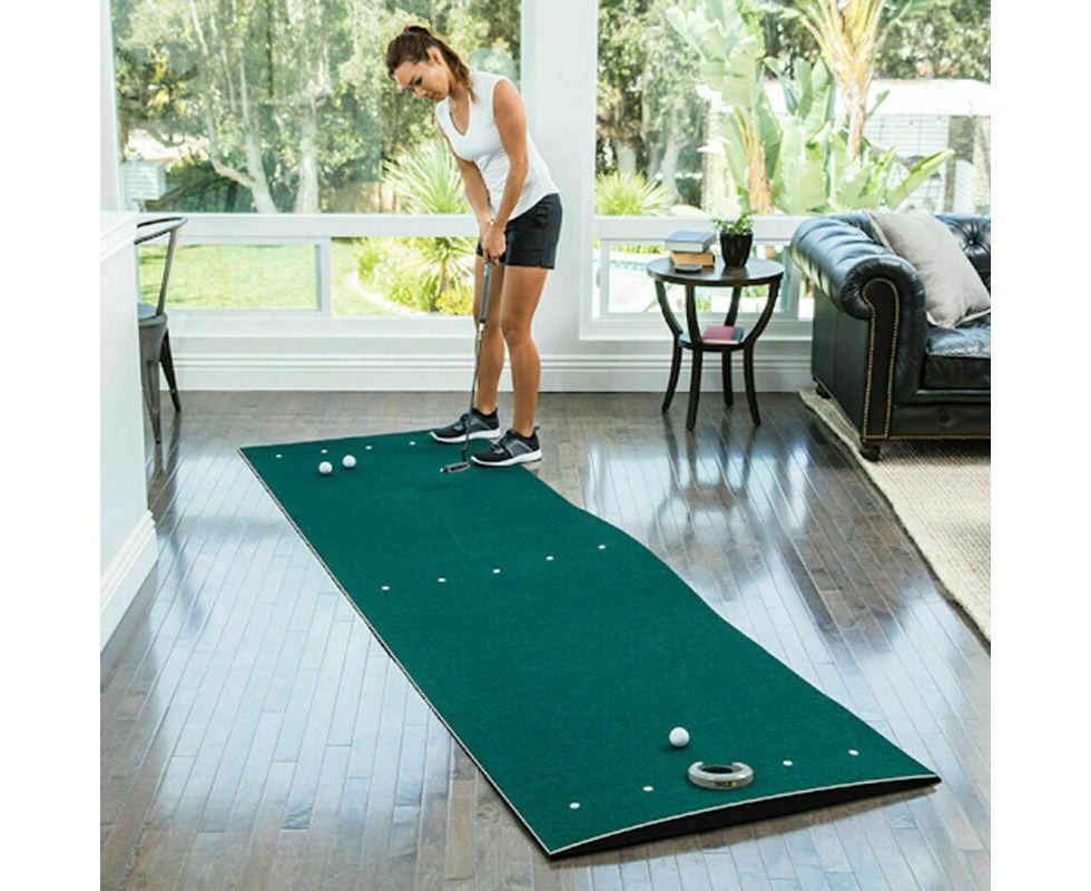 SKLZ 10' Vari-Break Golf Practice Indoor Swing Training Green Mat w/Putt Pocket