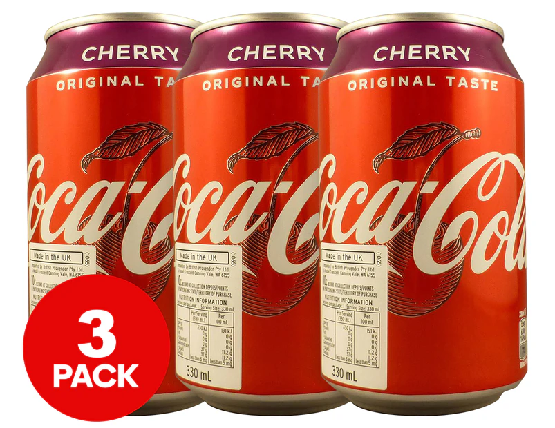 3 x Coca Cola Cans Cherry 330mL