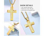 (c. verse cross-gold plated stainless steel) - Suplight Stainless Steel Big & Small Crucifix Cross Pendant Necklace for Men Women, Christian Jesus Bible Ve