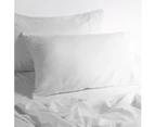 Amor Luxurious Linen Cotton Sheet Sets Flat Fitted Sheet Pillowcases White - Queen