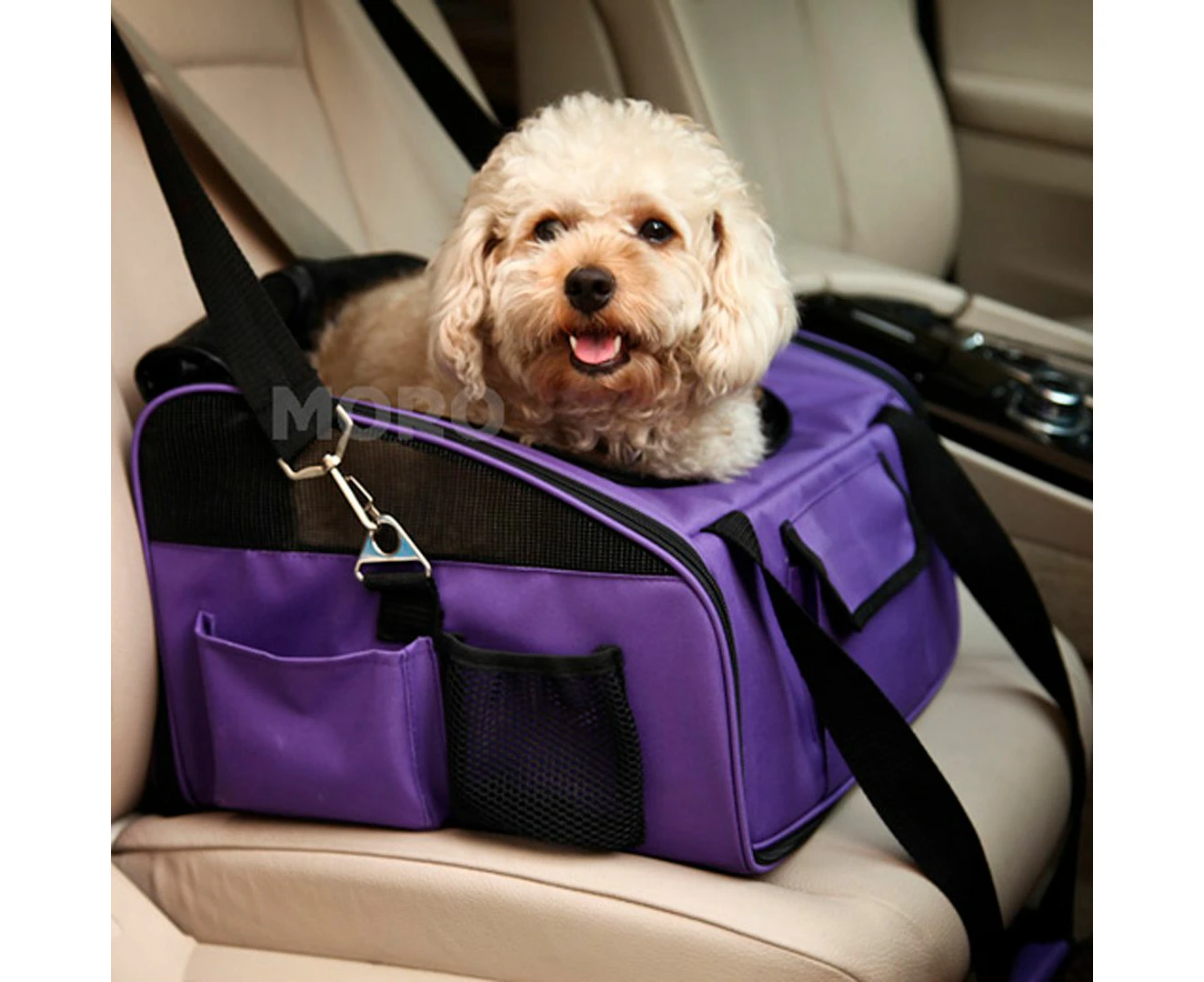 Petcomer Pet Carrier Dog Cat Car Booster Seat Portable Soft Cage Travel Bag Fold Crate - Purple