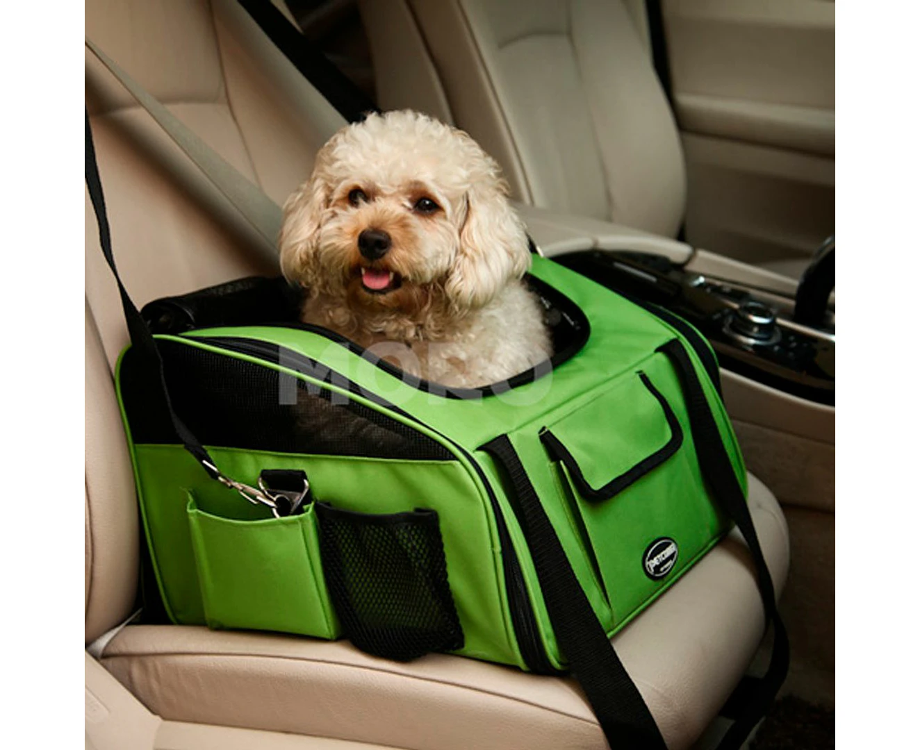 Petcomer Pet Carrier Dog Cat Car Booster Seat Portable Soft Cage Travel Bag Fold Crate - Green