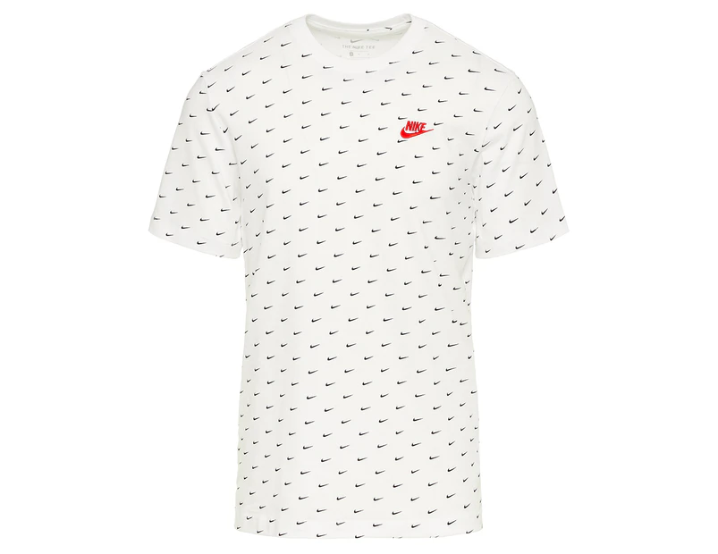 Nike Sportswear Men's Mini Swoosh All-Over Print Tee / T-Shirt / Tshirt - White