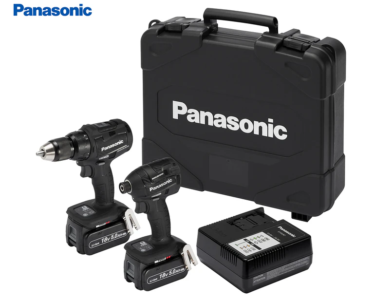 Panasonic 2-Piece 18V Cordless Hammer Drill & Impact Driver Combo Kit - Black