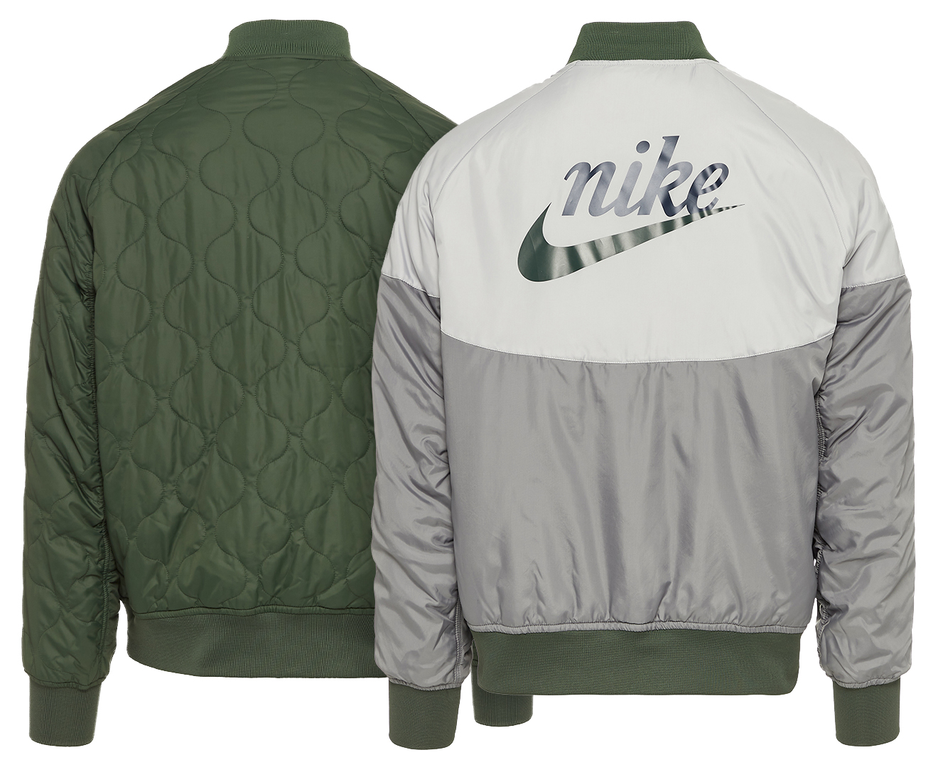 Nike Sportswear Heritage Reversible Insulated Jacket - Green/Grey ...