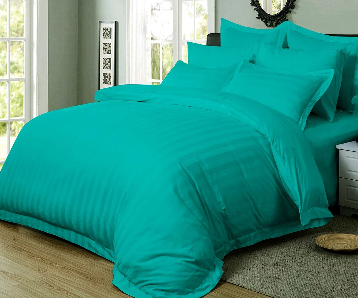 1000TC Ultra Soft Striped Quilt/Doona/Duvet Cover Set (Queen/King /Super King Size Bed) - Teal