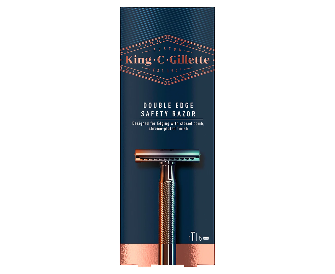 King C. Gillette Double Edge Safety Razor w/ 5 Blade Refills