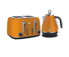 Vintage Electric Kettle and Toaster Set Combo Mango Orange Stainless Steel