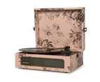 Crosley Voyager Bluetooth Portable Turntable - Floral & Record Storage Crate