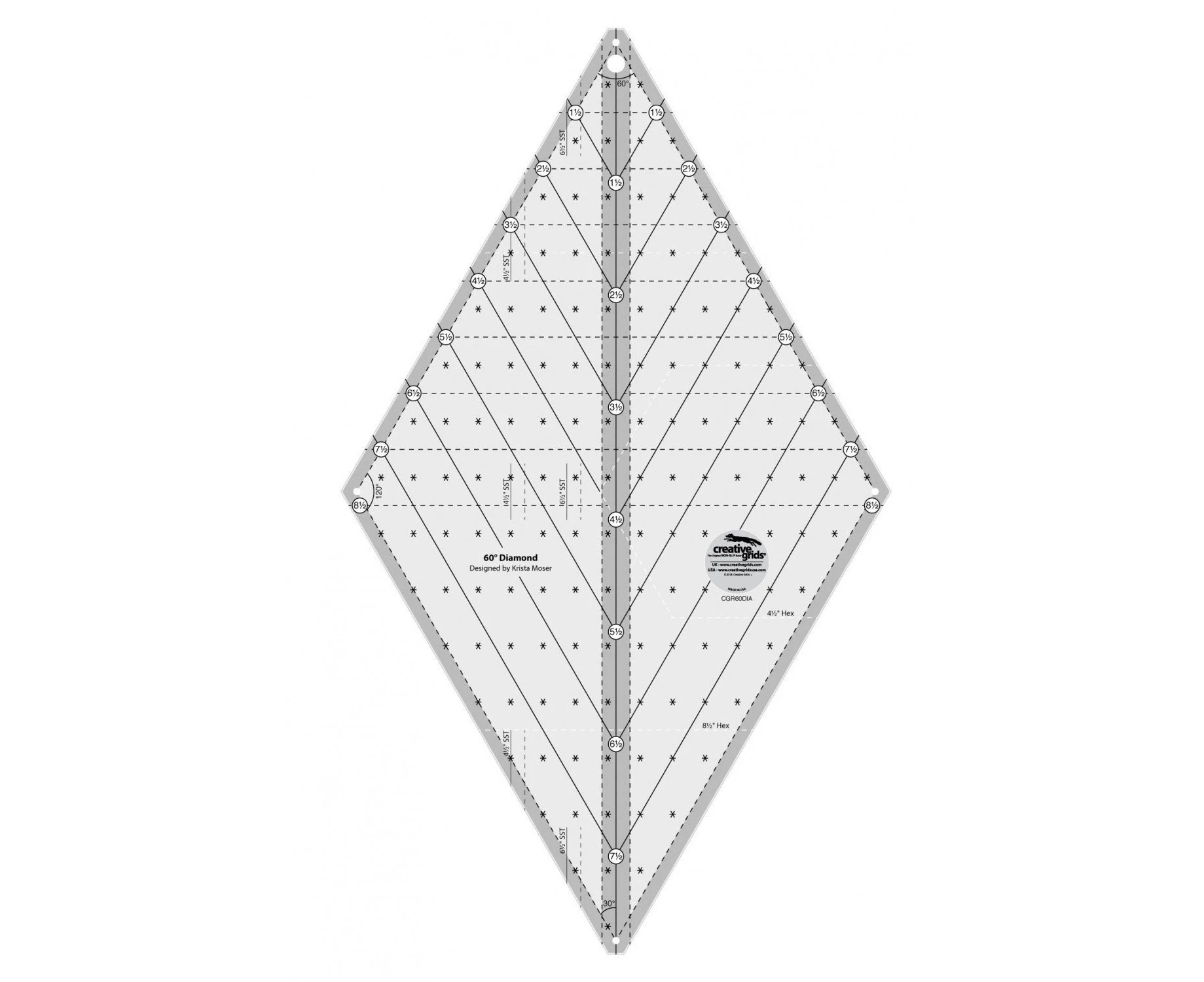 Creative Grids Non-Slip 60-Degree Diamond Ruler Designed by Krista Moser