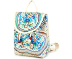 (B01: Beige W/ Blue Flowers - Medium) - Goodhan Vintage Embroidered Women Backpack Ethnic Travel Handbag Shoulder Bag