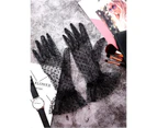 (Black) - Women Lace Glove Short Lace Glove Floral Courtesy Lace Glove for Wedding Tea 1950's Party Costume Favours