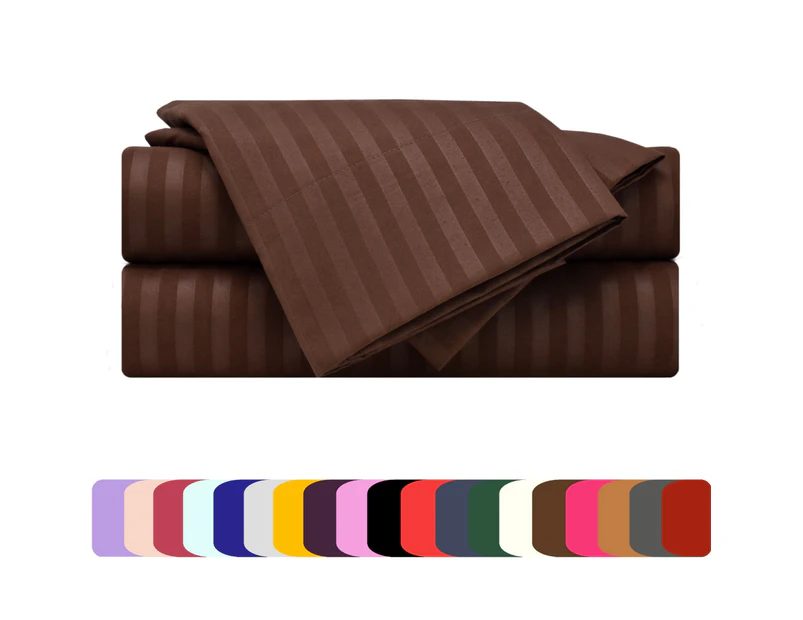 (Twin, Striped - Brown) - Mezzati Luxury Striped Bed Sheets Set - Sale - Best, Softest, Cosiest Sheets Ever! 1800 Prestige Collection Brushed Microfiber Be