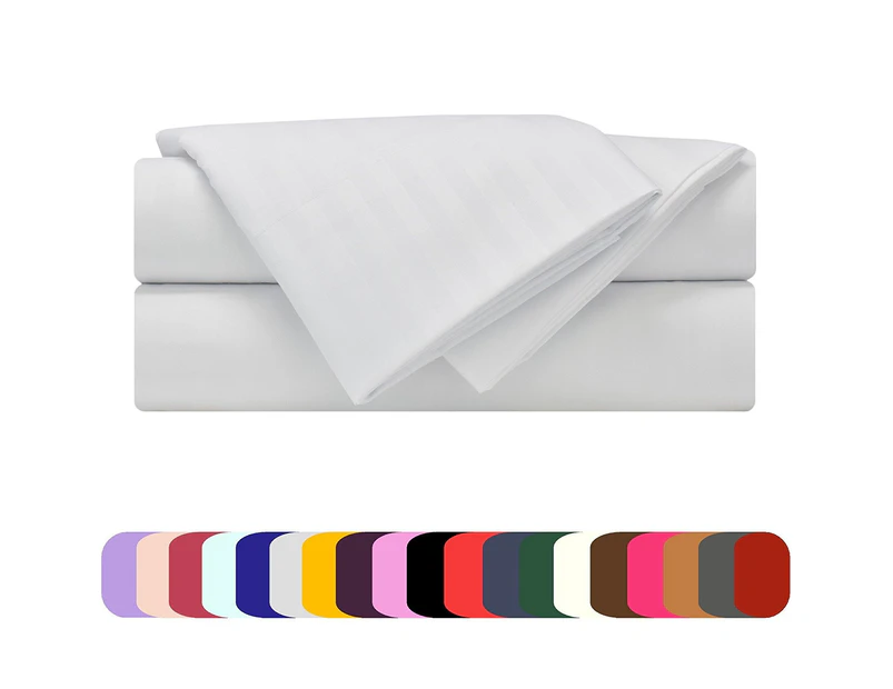 (Full, Striped - White) - Mezzati Luxury Striped Bed Sheets Set - Sale - Best, Softest, Cosiest Sheets Ever! 1800 Prestige Collection Brushed Microfiber Be
