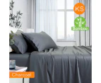 1000tc Luxurious Bamboo Cotton Sheet Sets Fitted Flat Sheet Pillowcases All Size Charcoal - King Single