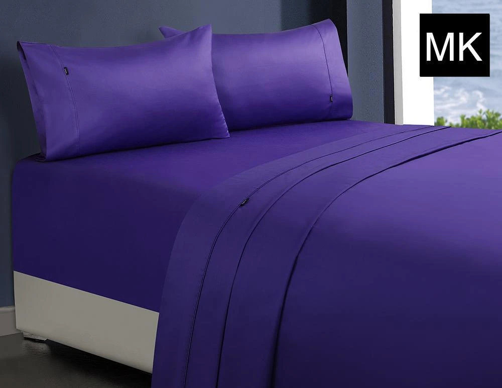 1000tc 100% Premium Egyptian Cotton Sheet Sets Fitted Flat Sheet Pillowcases All Size Violet - Mega King