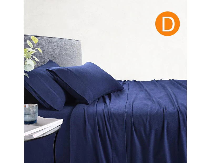 Amor 100% Cotton Thermal Soft Flannelette Sheet Set 170gsm Midnight - Double