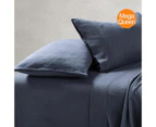 Amor 100% Premium Cotton Flannelette 1 Fitted Sheet And Pillowcases Set Charcoal - Mega Queen