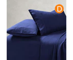 Amor 100% Premium Cotton Flannelette 1 Fitted Sheet And Pillowcases Set Midnight - Double