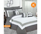 Home Fashion 10 Piece Soft Bed Comforter And Sheet Sets Bedspread Cushions Pillowcase Set Charcoal - King