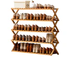 5 Tiers Wooden Shoe Rack Bamboo Pairs Entryway Shoe Shelf Storage Organizer 100cm