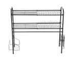 80CM Over Sink Dish Drying Rack 2 Tier Stainless Steel With 10Hooks Utensil Cutting Board Holder Drainer Storage Rack