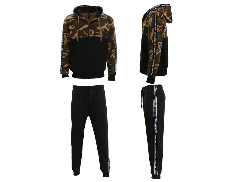 FIL Men's Fleece Hoodie Track Pants 2pc Set Camo Los Angeles - Jungle Camo