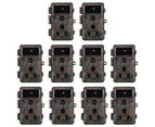 10 Pack Game Trail Deer Cameras Full HD 24MP H.264 MP4 Video With 100ft Night Vision Motion Activated 0.1s Trigger Speed Waterproof No Glow