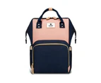 (Pink&Blue) - Hafmall Nappy Bag Backpack - Waterproof Travel Nappy Bag Multifunction Baby Bag (Pink & Navy Blue)