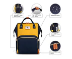 (Navy&Yellow) - Hafmall Nappy Bag Backpack - Waterproof Travel Nappy Bag Multifunction Baby Bag (Navy Blue & Yellow)