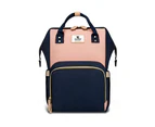 (Pink&Blue) - Hafmall Nappy Bag Backpack - Waterproof Travel Nappy Bag Multifunction Baby Bag (Pink & Navy Blue)