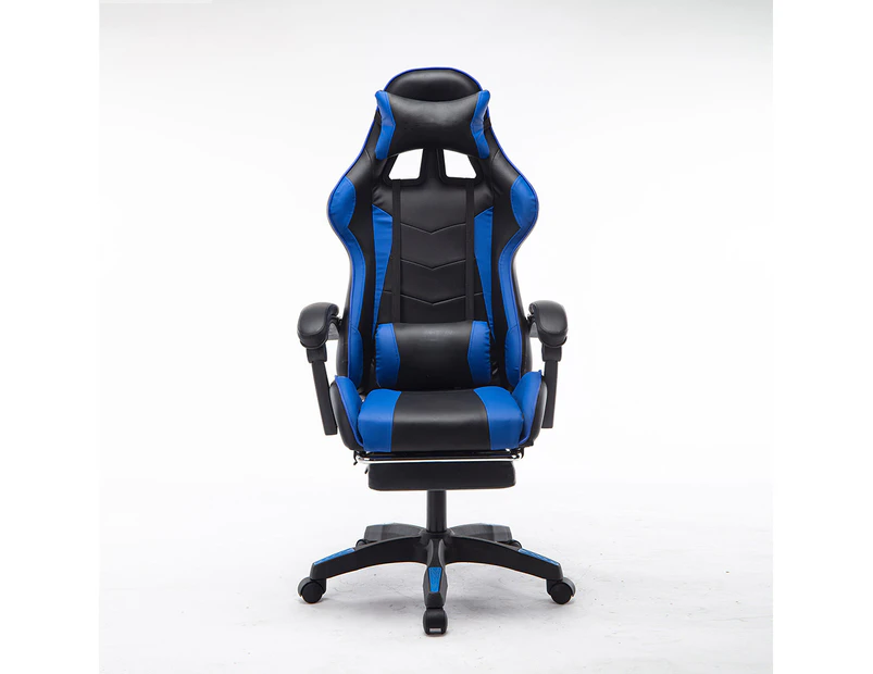 Mason Taylor Gaming Office Chair Home Computer Chairs Racing PVC Leather Seat Blue