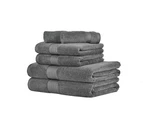 100% Cotton Towel Set -Zero Twist 6 Pieces -Dark Grey