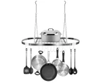 (Hanging Chrome) - Sorbus Pot and Pan Rack for Ceiling with Hooks — Decorative Oval Mounted Storage Rack — Multi-Purpose Organiser for Home, Restaurant, Ki
