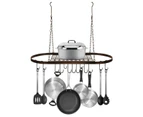 (Hanging Bronze) - Sorbus Pot and Pan Rack for Ceiling with Hooks — Decorative Oval Mounted Storage Rack — Multi-Purpose Organiser for Home, Restaurant, Ki