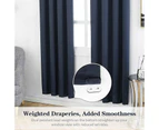 (130cm  x 160cm , Navy Blue) - Anjee Blakcout Curtains for Bedroom 160cm Length Solid Plain Blue Window Curtains Room Darkening Thermal Insulated Curtain N