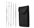 Beakey 5Pcs Curved Blackhead Tweezers Kits Professional Stainless Pimple Acne Blemish Removal Tools Set-Silver