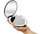 Beakey Portable LED Lighted Travel Makeup Mirror 10X Folding Mirror Handheld 2-Sided Mirror-Black 2