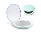 Beakey Portable LED Lighted Travel Makeup Mirror 10X Folding Mirror Handheld 2-Sided Mirror-Mint Green 1