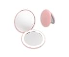Beakey Portable LED Lighted Travel Makeup Mirror 10X Folding Mirror Handheld 2-Sided Mirror-Pink 1